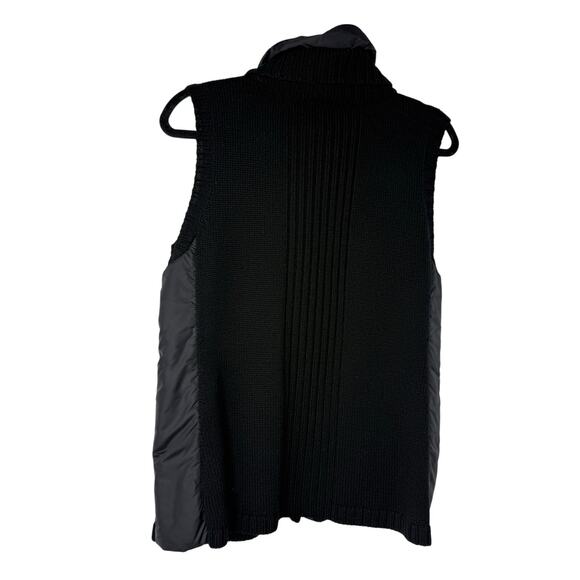 Eileen Fisher Merino Wool Puffer Trim Vest Black Sleeveless Funnel Neck M - Picture 2 of 10